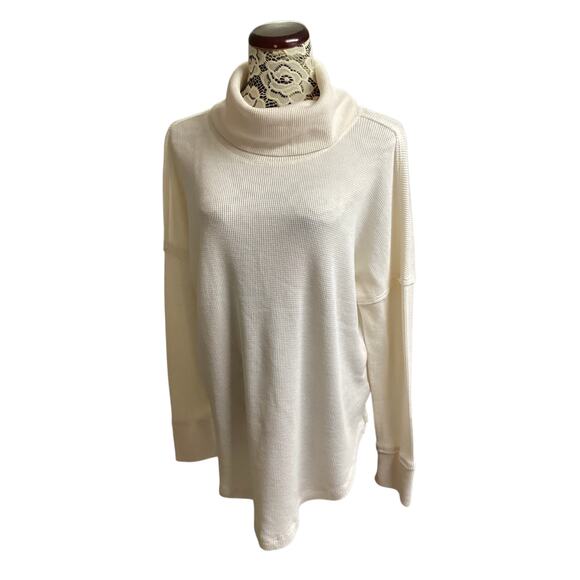 Maeve by Anthropologie cream waffle knit cowl neck size XL - Picture 1 of 9